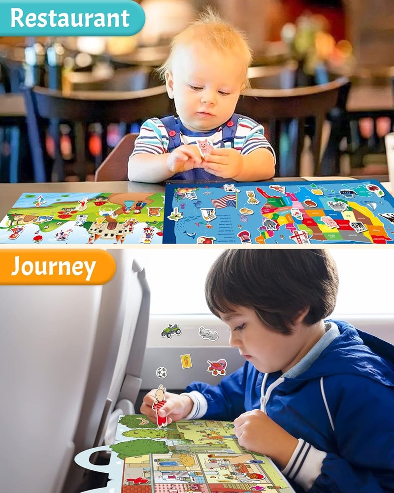 Benresive Reusable Sticker Books for Kids, Sticker Books for Toddlers, Toddler Travel Toys Activities Crafts Ages 3 and Up Birthday Gifts - America Map, Fairy, My House - Image 3
